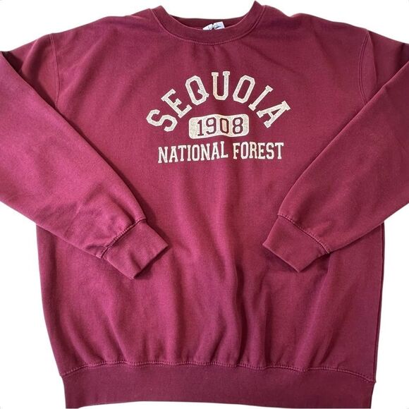 Sequoia Tops - Sequoia National Forest Burgundy Crewneck Sweatshirt, Unisex XL